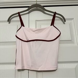 Light Pink Cropped Camisole with Maroon Contrast Trim